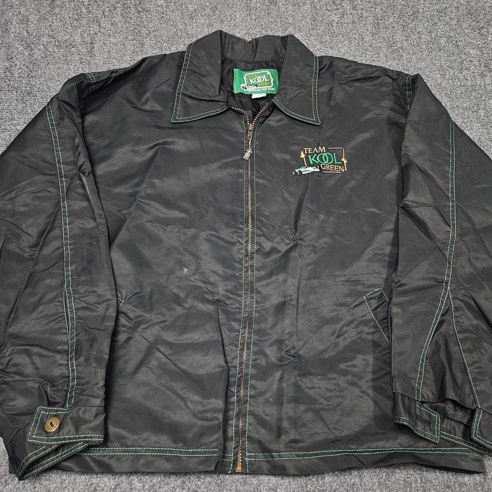 Vintage Team Kool Green Racing Jacket Mens L Black Official Gear Windbreaker 90s